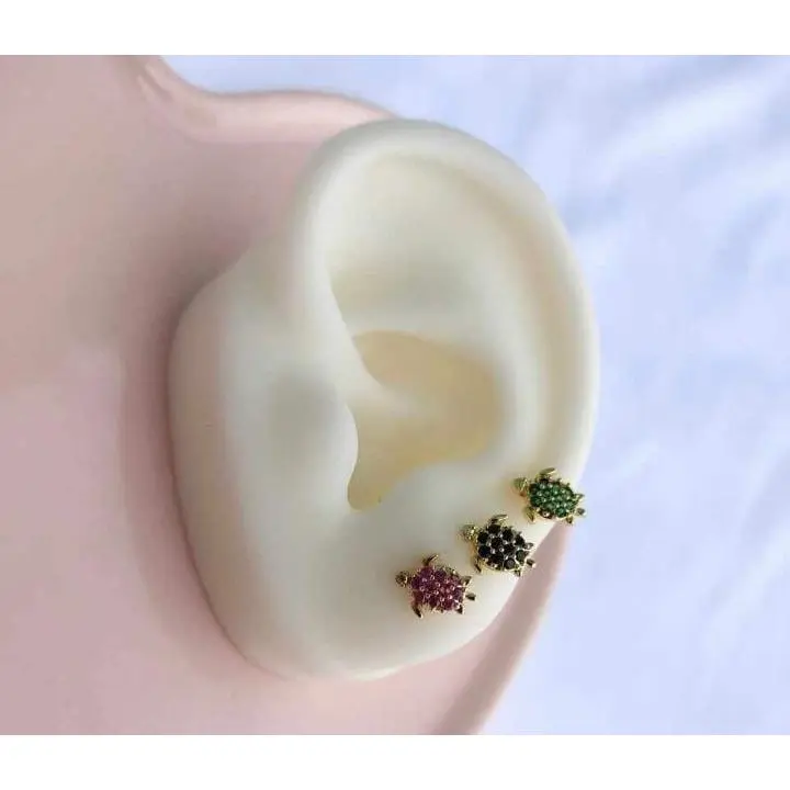 Zirconia Turtle Gold Earrings