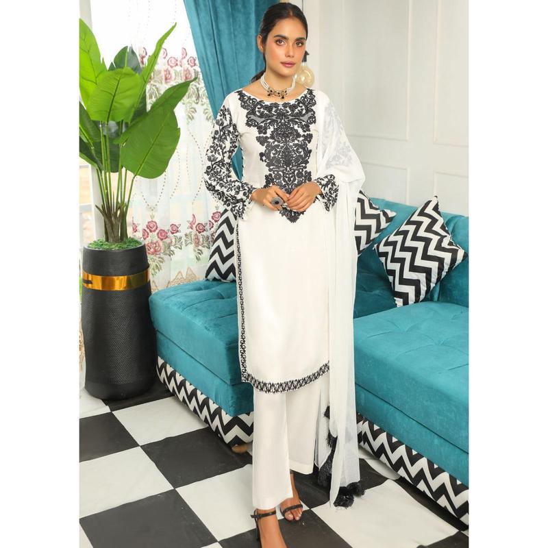 HK29 Readymade White Mother & Daughter Linen Suit 1