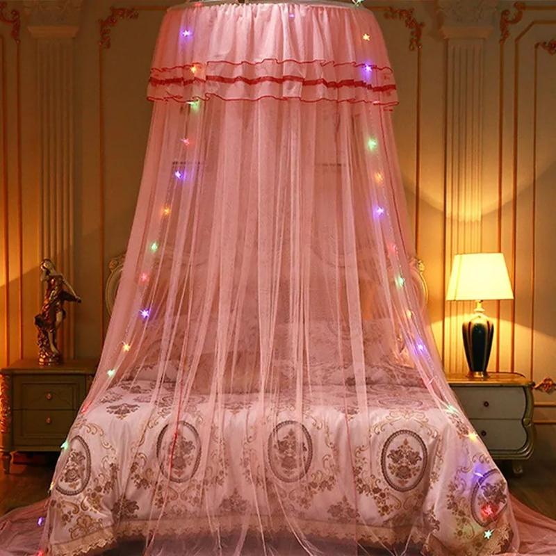 Kids Baby Bed Canopy Bedcover Mosquito Net Curtain Bedding Dome Tent LED Light - Lightweight and Breathable 5