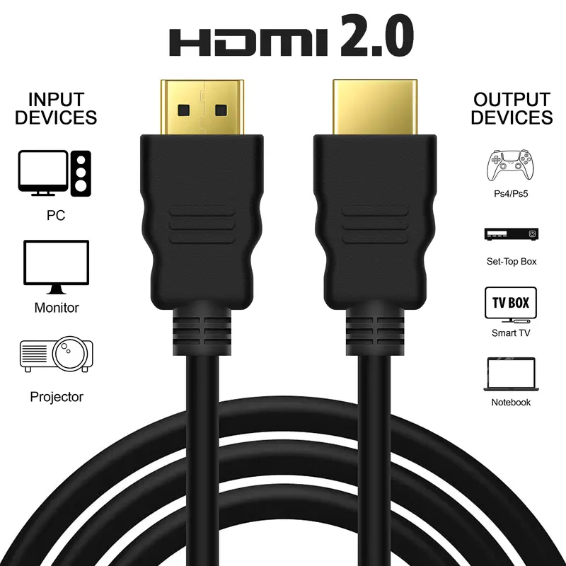 HDMI Cable 1M 4K 2.0 Ultra High-Speed Durable Gold Plated HDMI Cord-iSOUL Accessories Shell Connection Devices Digital Game 2