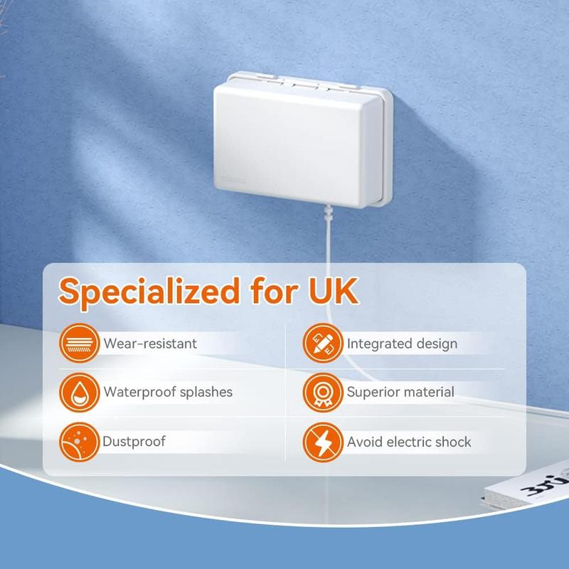 1 PC UK Socket Cover Box for Baby Safety, Childproof Electrical Outlet & Plug Cover Box with Waterproof Splashes, Switch Protector Cover for Home Safety (Double, White) 1
