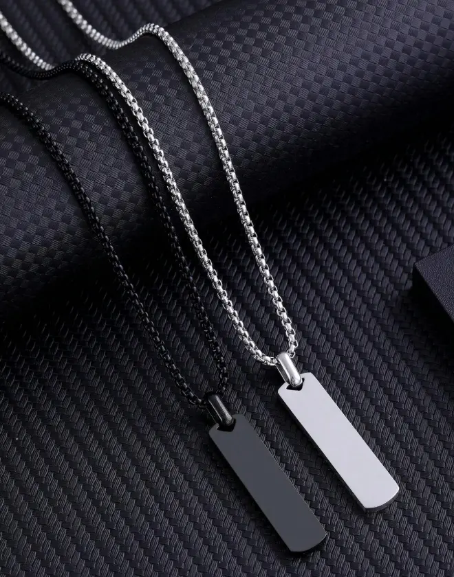 1pc Men's Stainless Steel Three-Dimensional Rectangular Geometric Necklace