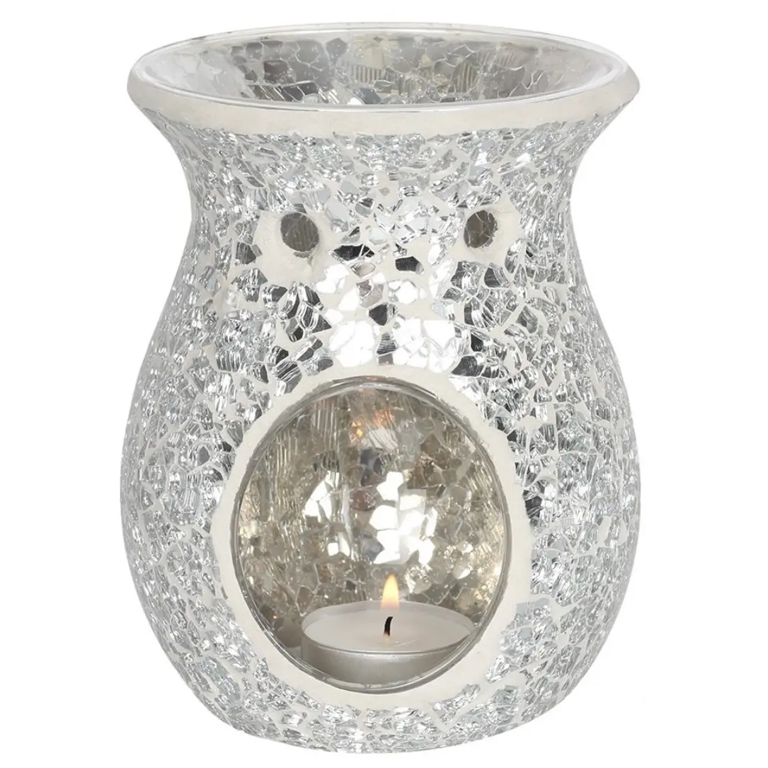 Silver crackle oil/wax melt burner