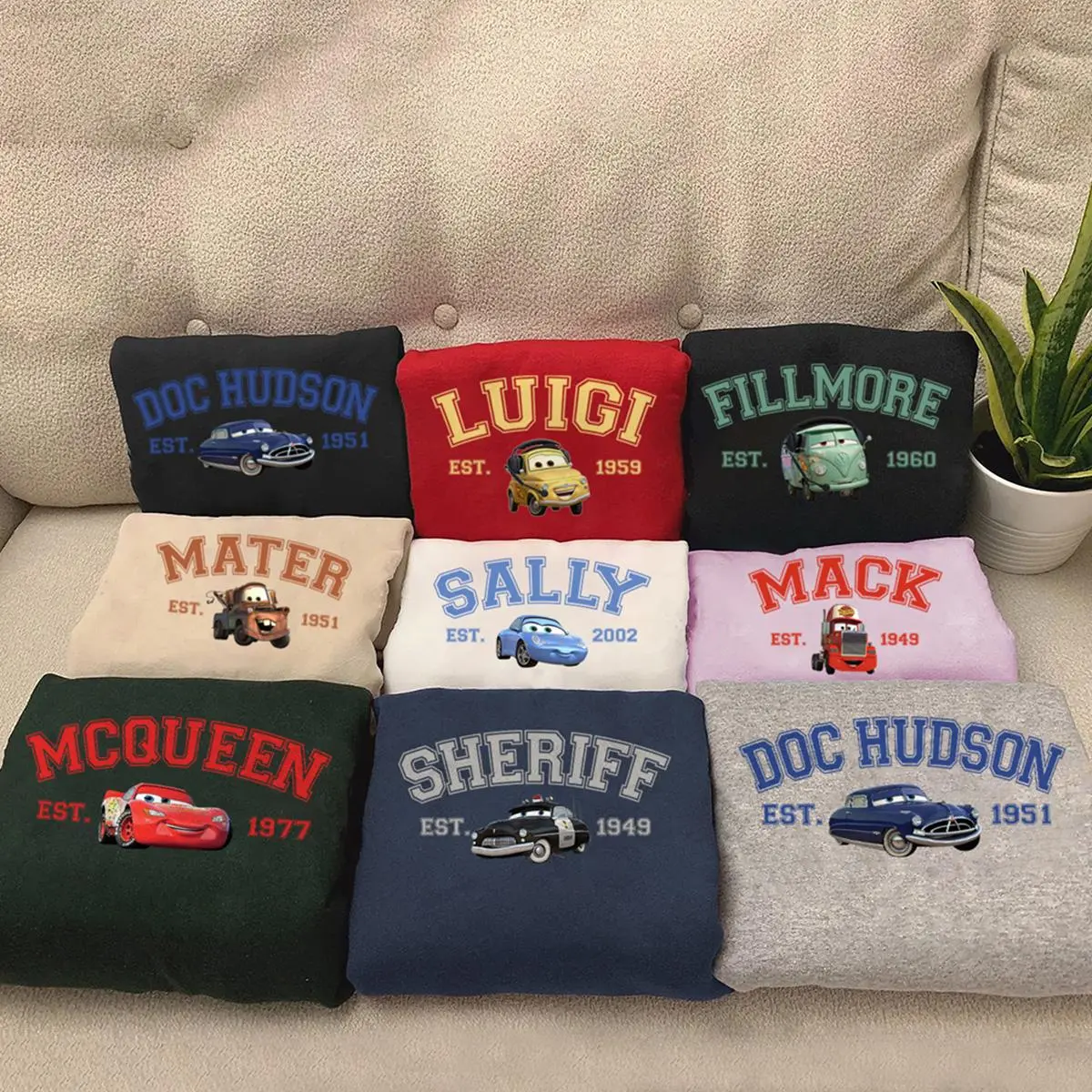 Vintage Cars characters Sweatshirt, Unisex Shirt, Birthday Gift, Cartoon Crewneck PSH1008-1042
