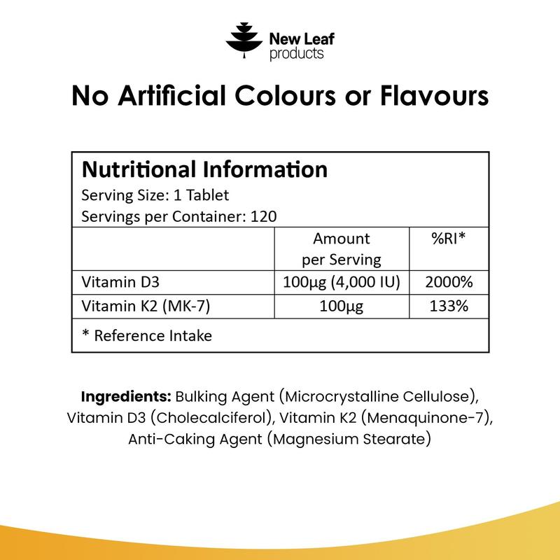 Vitamin D3 & K2 Tablets D3 4000iu + Vitamin K2 100mcg - 4 Months Supply Healthcare Supplement 5