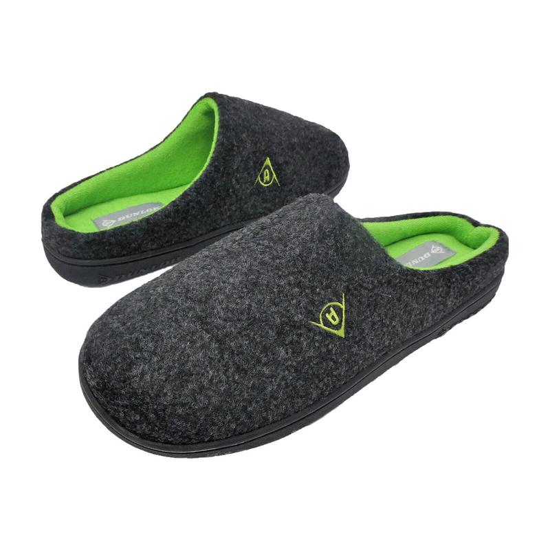 Dunlop Mens Two-Tone Plush Lined Memory Foam Mule Slip On House Slippers 3