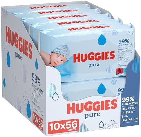Product Introduction of Huggies Pure Baby Wipes - Pack of 10 (10 x 56 Packs, Total 560 Wipes) 3