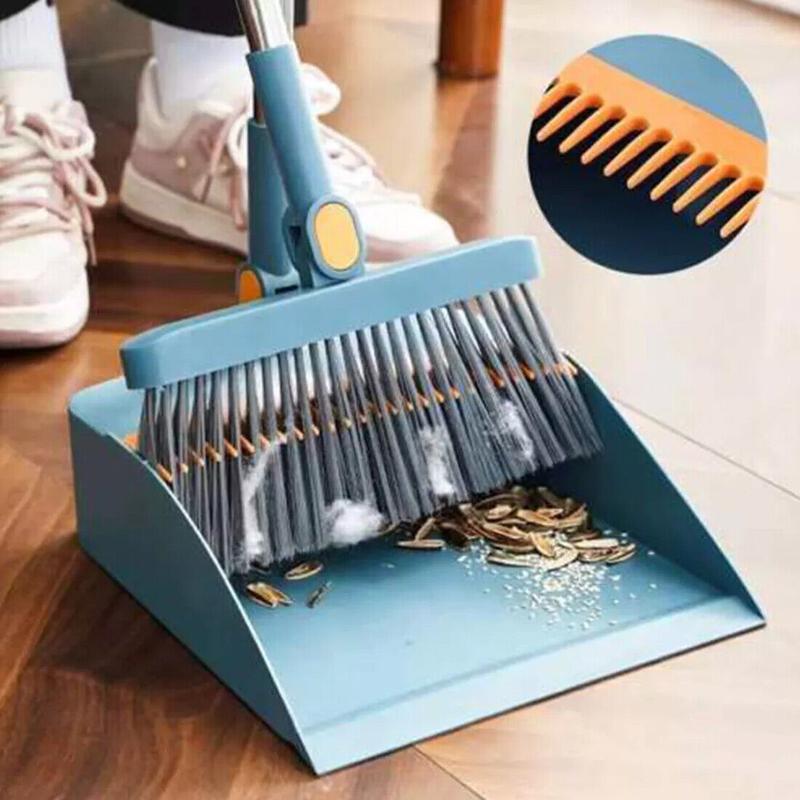 Product Introduction of Long Handled Dustpan and Brush Set Strong Metal Handle Dust Pan & Broom Sweeper Cleaning Collapsible 5
