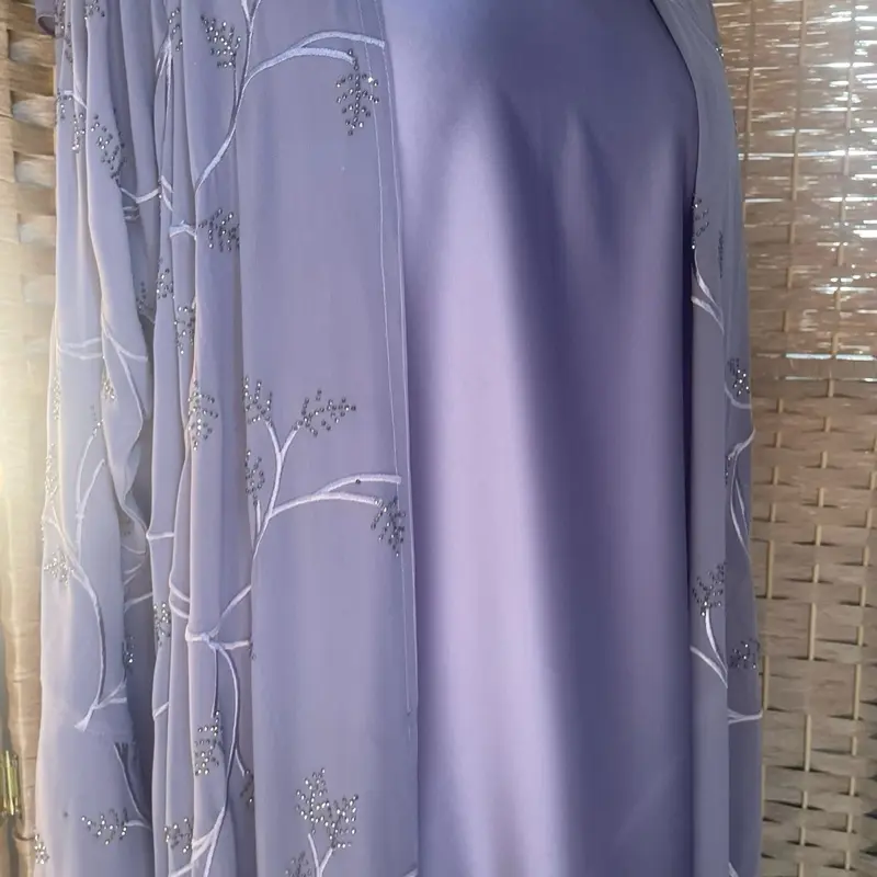 Aiza Abaya - Lilac Luxury Chiffon with Satin Inner for Women (inner not attached)