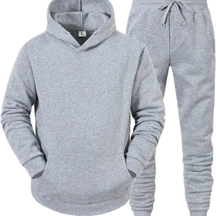 Mens Plain Pullover Hooded Tracksuit