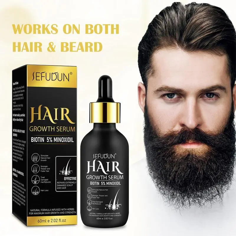 ~5% Minoxidil Hair Growth Serum, Hair Growth for Men and Women, Hair Regrowth Serum For Stronger Thicker Longer Hair Help, Natural Facial Hair Treatment for Grooming Thickening 0