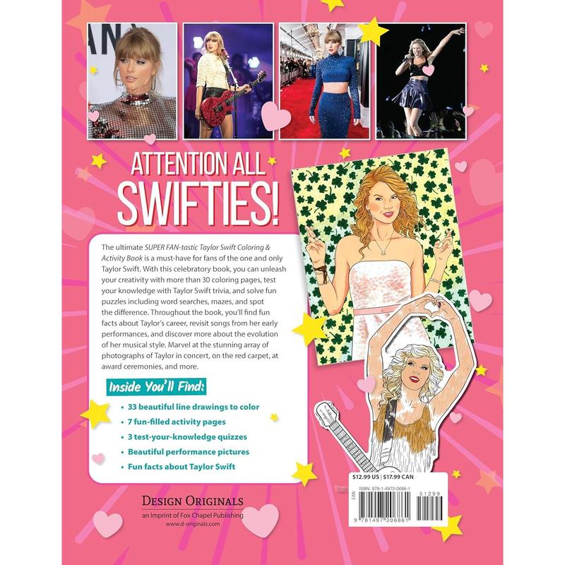 SUPER FAN-tastic Taylor Swift Coloring & Activity Book: 30+ Coloring Pages, Photo Gallery, Word Searches, Mazes, & Fun Facts (Design Originals) For Swifties of All Ages - Perforated Pages 1