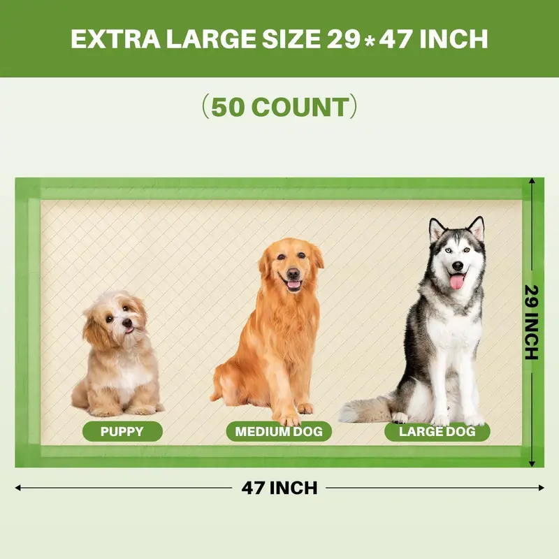 Extra XLarge Puppy Pads 73x119cm, Super Absorbent Thicker Puppy Training Pads, Leak-proof, Fast Drying, Suitable for dogs, cats, rabbits (50 Counts) Size Name:Extra XLarge-73x119cm 3
