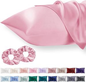 Satin Pillowcase 2 Pack – Satin Silk Pillowcases for Hair and Skin, Gifts for Women – Silver Pillow cases with Envelope Closure Standard Size (50x75 cm)