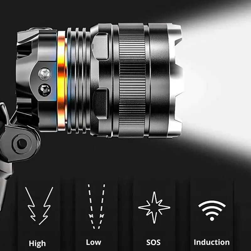 Super Bright Waterproof Head Torch Headlight LED USB Rechargeable Headlamp-UK 3