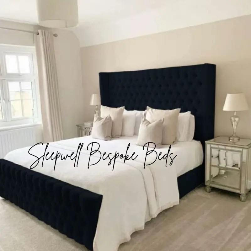 Wingback Chesterfield Bed Frame with Ottoman Storage - Available in Many Colors and Sizes 4