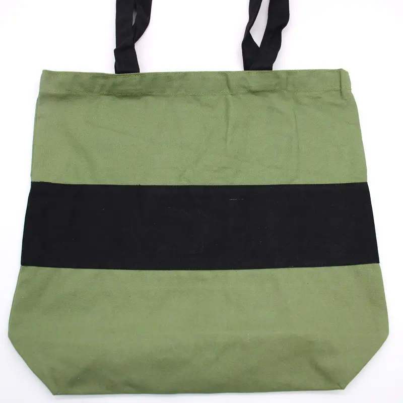 Eco Cotton Bags - Two Tone Cotton Bag - 38x42x12cm - Green & Black 1