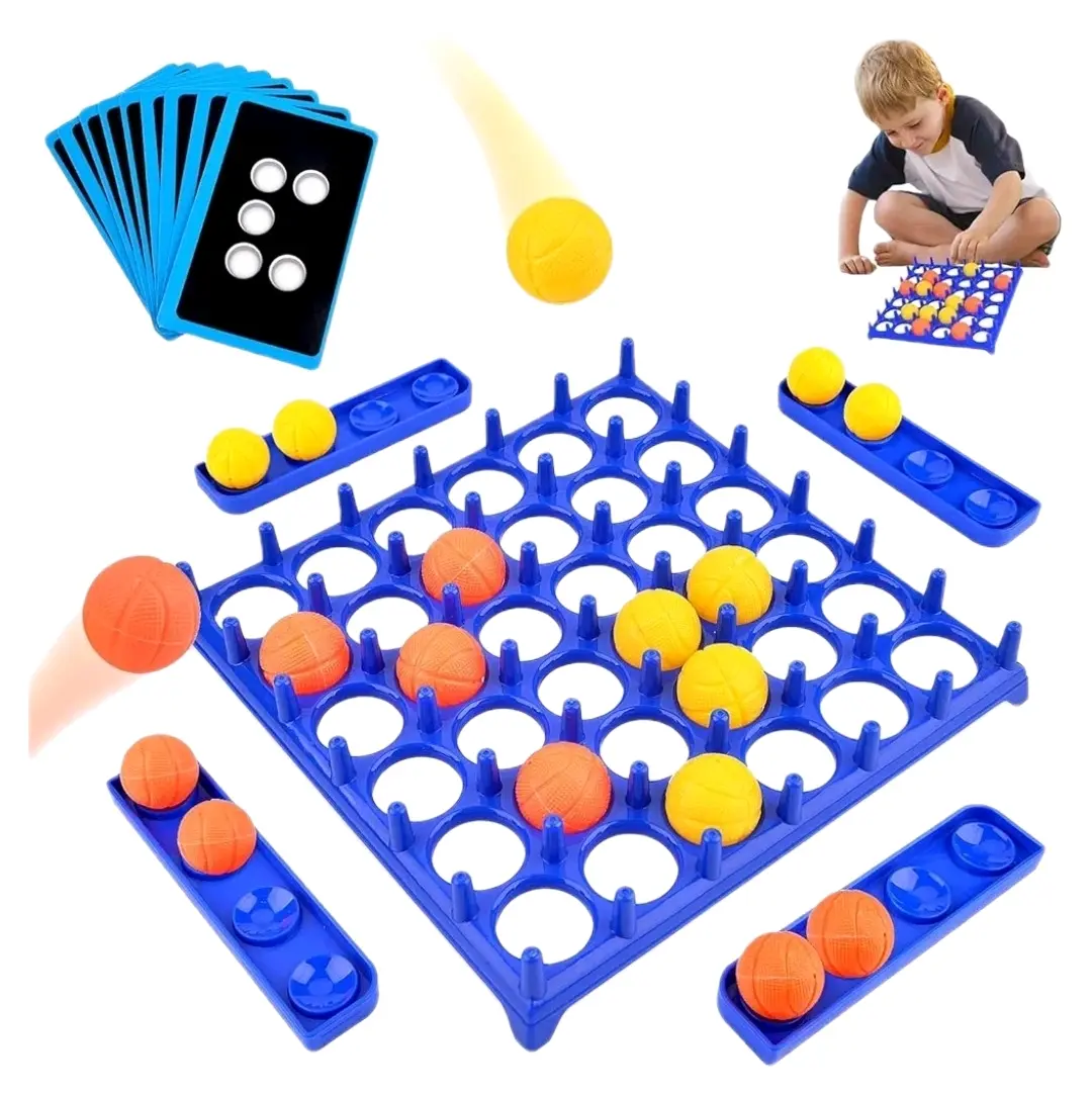 Desktop Bounce Ball Game for 2-4 Players with 16 Balls and 9 Challenge Cards