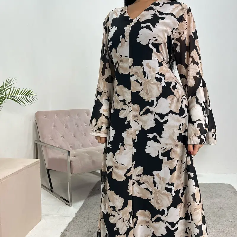 Ladies floral print modest dress onesize uk 6-14 8