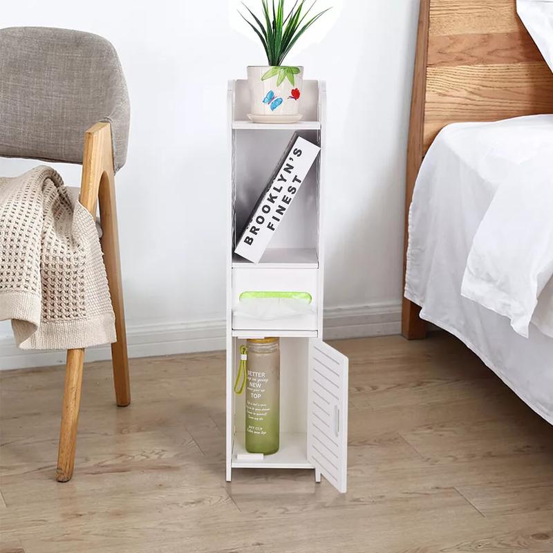 Waterproof Bathroom Storage Cabinet Free Standing Cabinet Organizer Unit White 3