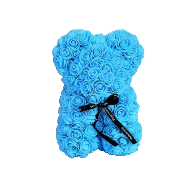 25cm Artificial Rose Bear Fake Flowers Romantic Bear Birthday Wedding Christmas Gift Decor Decorative Fruit Plants Ornaments 6