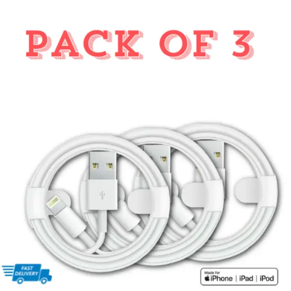 Pack of 3 iPhone Fast Charger Cable Lead For 6 7 8 X XS XR 11 12 13 14 Pro Max fast charger Charging Durable smallest  power 1  charger Usb Cellphone Smartphone Electronic Protection