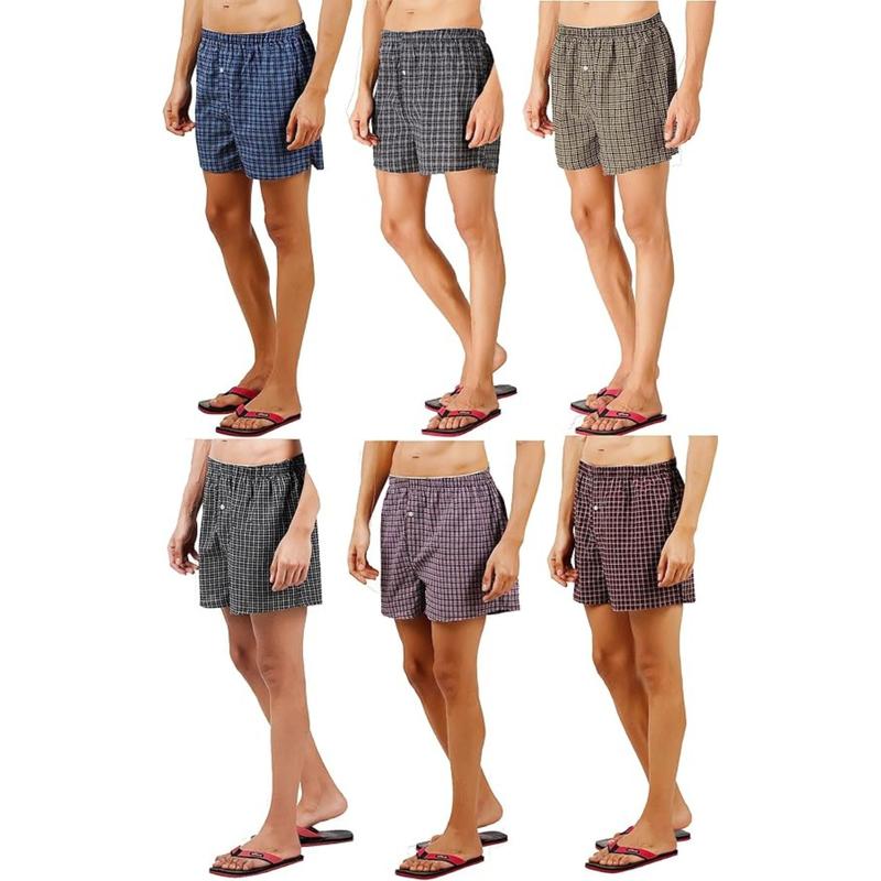 Panzy 6 Pack Men’s Cotton Blend Boxer Shorts – Loose Fit, Soft & Breathable Underwear with Elastic Waistband and Button Fly  Human 1