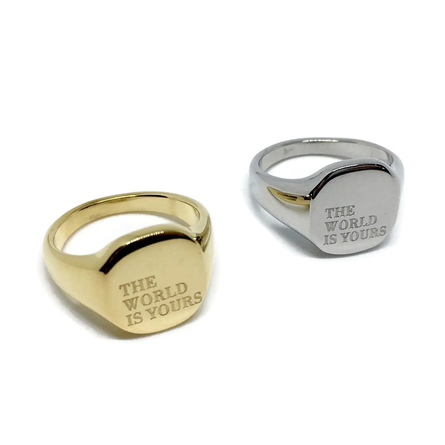 World Is Yours Ring | Gold Silver Stainless Steel Mens Womens Unisex Signet Sovereign Band Scarface Tony Montana