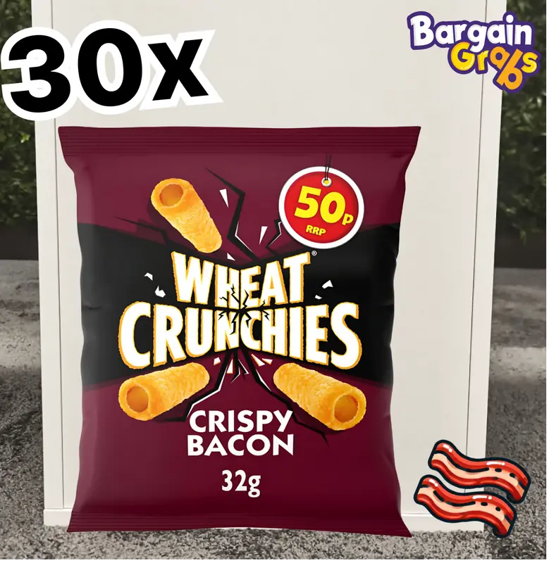 30 x Wheat Crunchies Bacon Crisps 32g – Smoky & Crunchy Snack, Crispy Savory 4