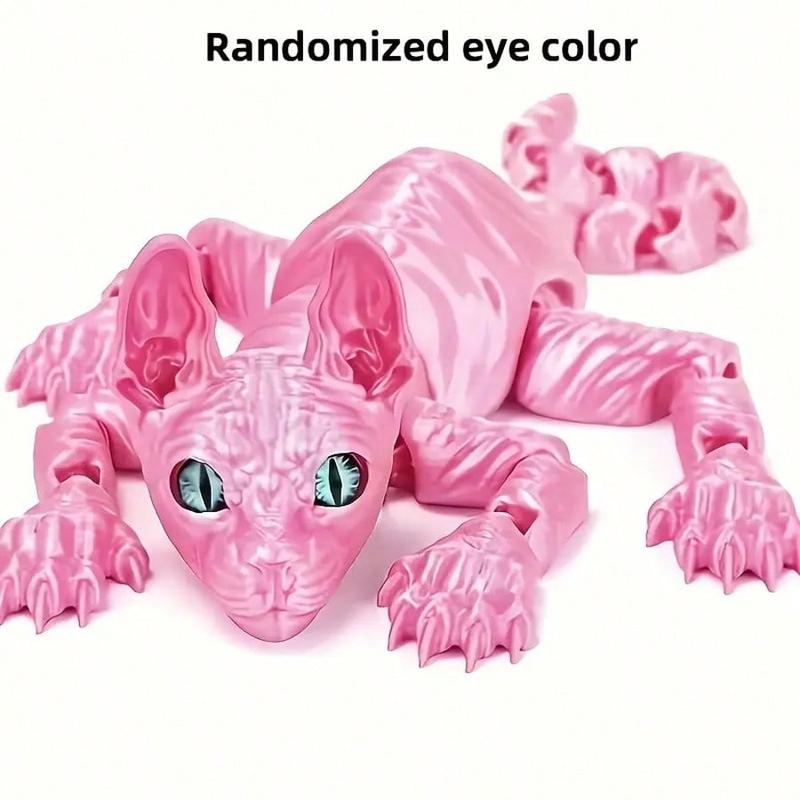 Product Introduction of 2025 1pc Captivating 3D Printed Hairless Cat Statue With Joints - Perfect For Home, Office & Car Decor | Ideal Gift For Christmas & More | Plastic, No Batteries Needed (Eye Color May Vary By Batch),3d Printed Hairless Cat,3d Figure,Office Decor 9