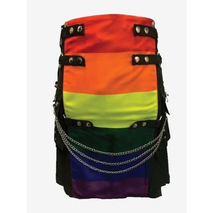 Rainbow Hybrid Modern Utility Kilt with Chain – Scottish Traditional Menswear