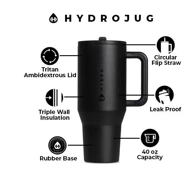 Product Introduction of HydroJug Tumbler 32OZ/40OZ Traveler Straw Lid Stainless Steel Vacuum Insulated Car Mug Double Wall Thermal Iced Travel 7