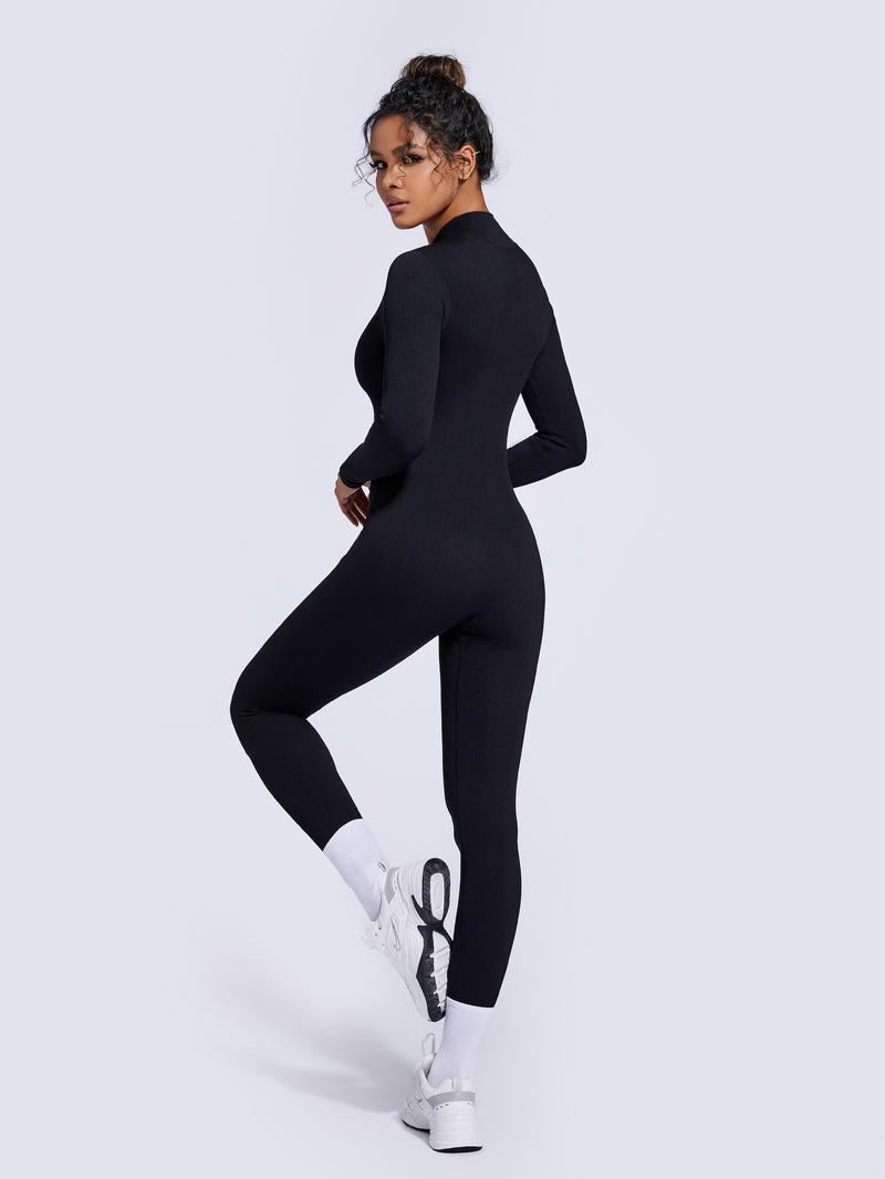 Product Introduction of GetMod jumpsusit for women's  Solid Zipper V Neck  Jumpsuit,Casual Sexy Tight-fitting Long Sleeve Jumpsuit for Spring& Fall.Comfort Womenswear for Lady 12