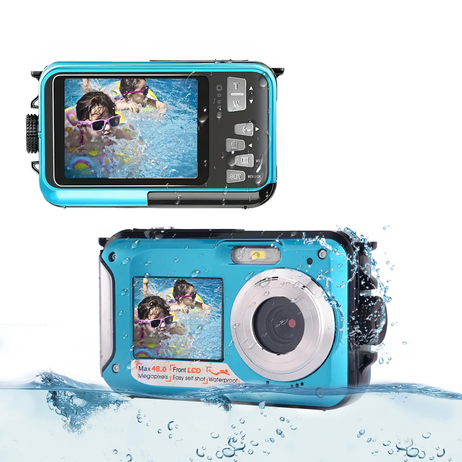 [UK Local Delivery]Snorkeling underwater camera,Waterproof ,Sport ,with 32GB Card,10FT Underwater  ,Dual Screens ,2.7K,48MP Waterproof  with 32GB Card 16X Digital Zoom Compact 30fps Micro SD portable ,Newyeargift,actioncamera traveler  camera