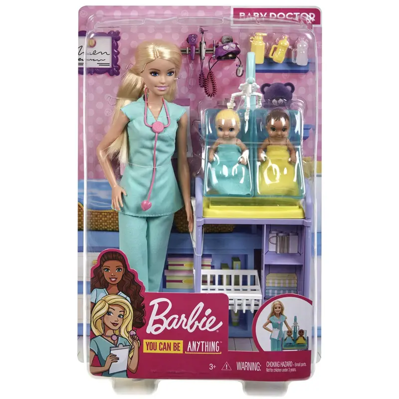 Barbie You Can Be Anything Doll, Baby Doctor Playset with Blonde Barbie Doll, 2 Baby Dolls, Doctor Accessories and Doll Accessories, Toys for Age 3 to 7, One Doll and Two Infant Dolls, GKH23 4