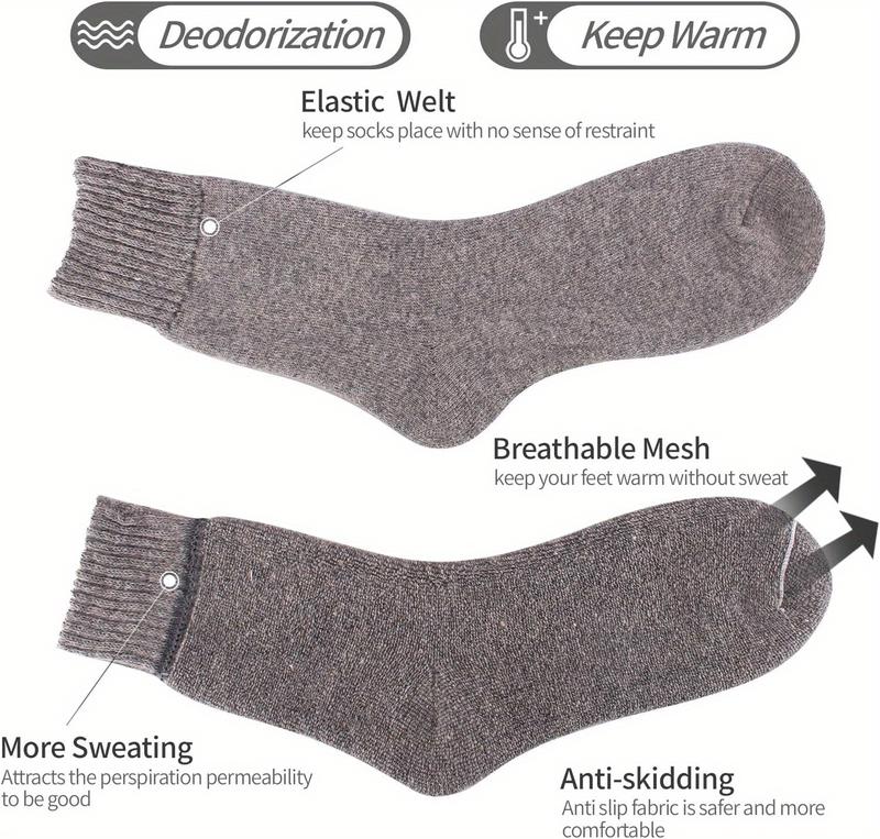 Product Introduction of 5 Pairs of Men's Heavyweight Wool Thermal Socks - Thick & Warm Crew Socks for UK Sizes 7-11, Perfect Gift for Winter 13