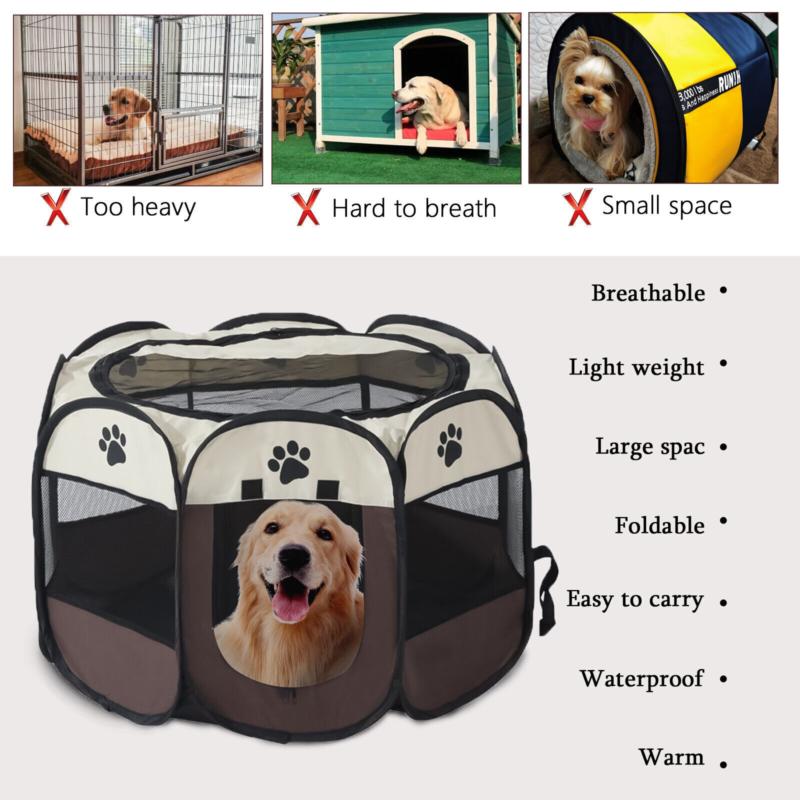 Large Portable Pet Dog Cat Playpen Tent Oxford Fabric Fence Kennel Cage NEW 1