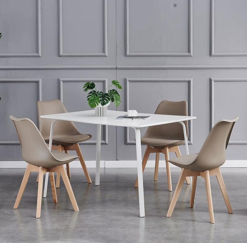 Set of 4 Dining Chairs Wooden Legs Soft Cushion Pad Stylish DELUXE Retro Lounge Dining Office 3