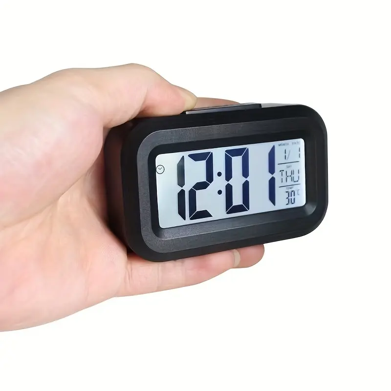 1pc Fashion Office Check-in Alarm Clock Multi-functional Clock With Luminous Temperature Calendar Timer (Without Battery)