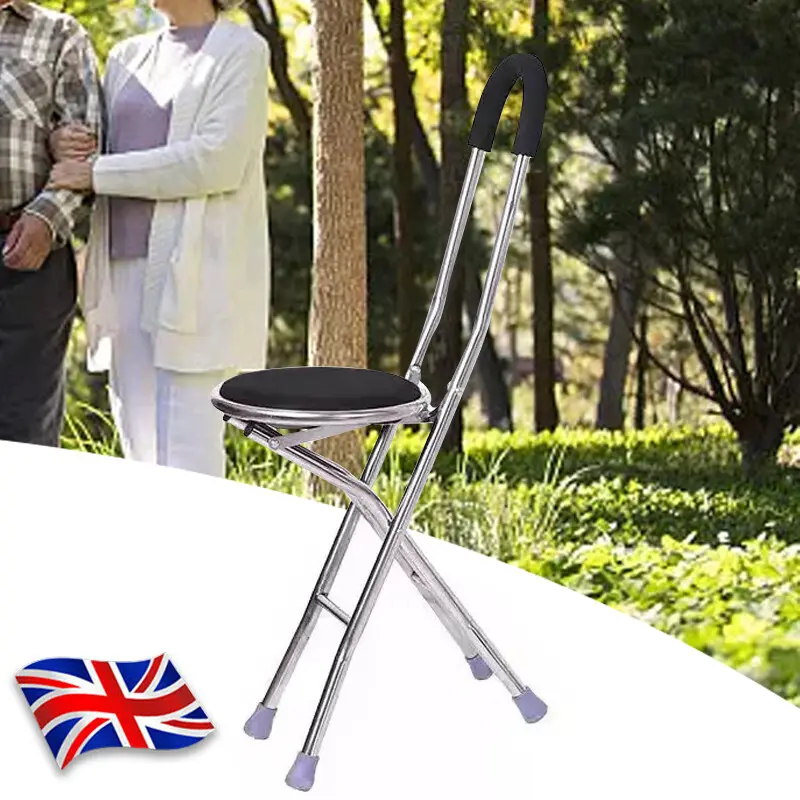 Versatile M8 Folding Portable Walking Stick Seat - Adjustable Aluminium Cane Chair Stool for Ultimate Mobility Healthcare Equipment 3