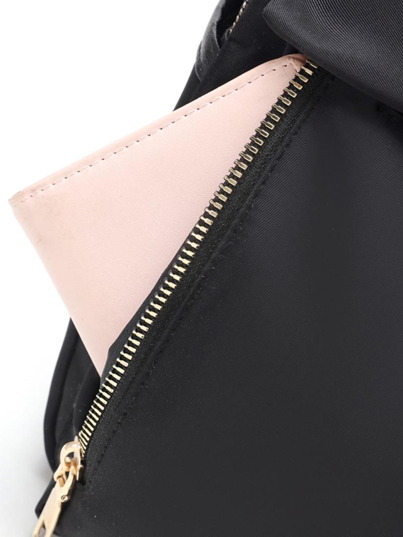 Product Introduction of Fashion Letter Metal Label Tag Decorated Nylon Backpack With Bear Shaped Charm, Casual Large Capacity Zipper Backpack For Women, Women's Classic Backpack 12