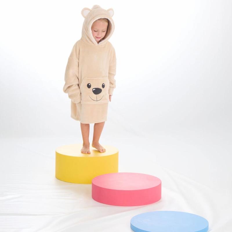 Baby / Kids Teddy bear style cosy Oodie Hoodie jumper dressing gown 4