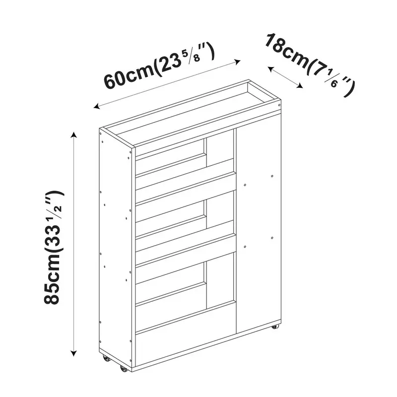 Wooden Slim Kitchen Utility Cart with Storage Shelves 1
