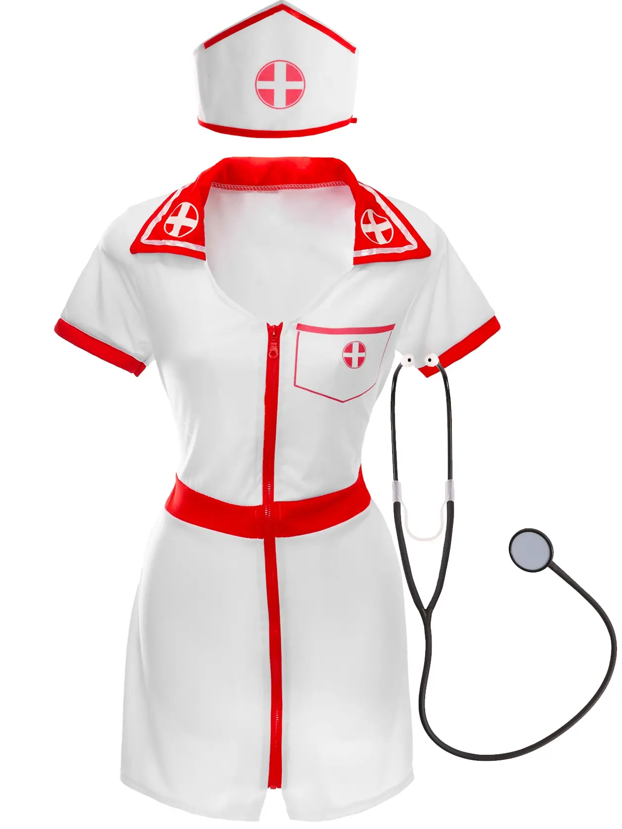 Ladies Nurse Costume Halloween with Stethoscope Cosplay Womenswear Accessories Clothing Outfit halloween fit Party Sexy Statement