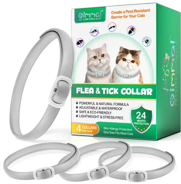 4 Pcs (4 x Collars) Flea And Tick Collars For Cats Waterproof Adjustable Pet Collar 24 Months 1