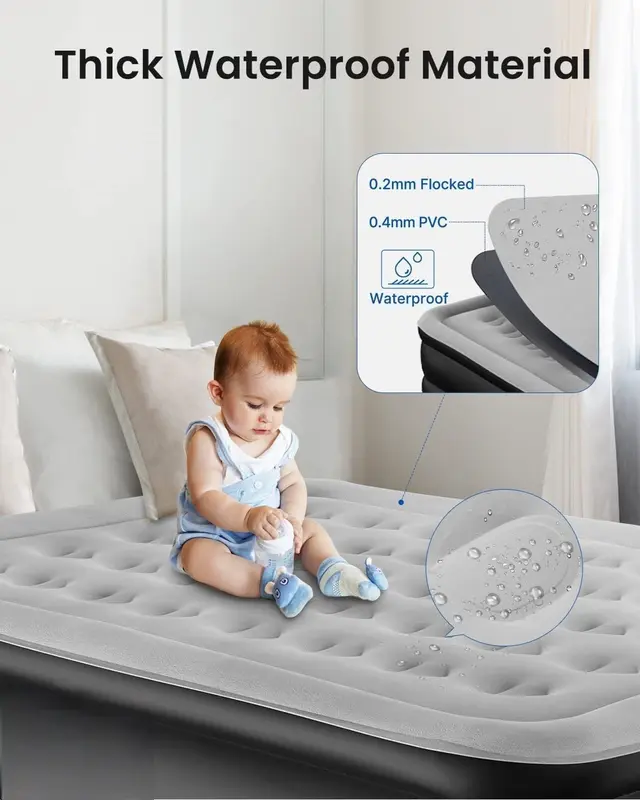 Air Bed with Integrated Pillow & Built-In Electric Pump - Inflatable Mattress for Camping and Travel blow  mattress air  bed 4