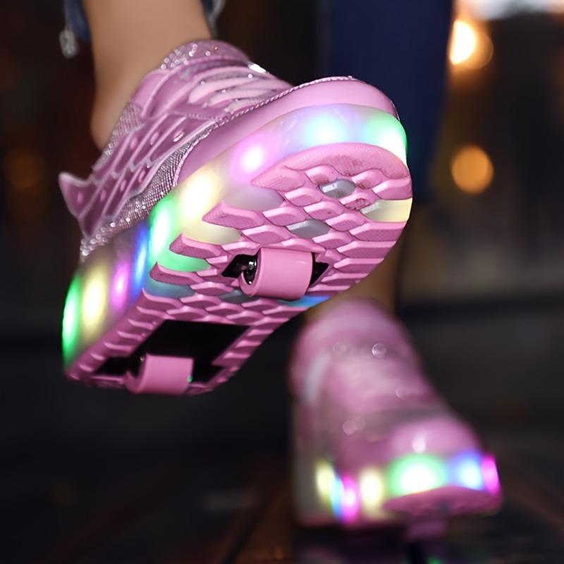 Product Introduction of Low Top Trendy Cool Roller Skateboard Shoes with Breathable Anti Slip Wheel for Girls, LED Light, All Seasons, Indoor Outdoor 3