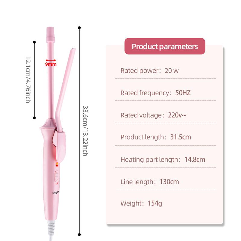 Product Introduction of 9Mm Mini Hair Curling Iron Hair Curler Wand Professional Curly Tongs Ceramic Electric Salon Styling Tool Small Crimping Iron 24