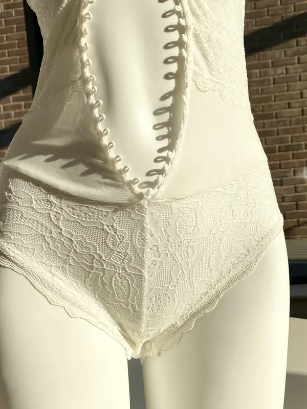 POP LINGERIE Sexy Lace Hollow-out Bodysuit for Women Elegance Fabric Comfortable Underwear Womenswear Style Lady 3