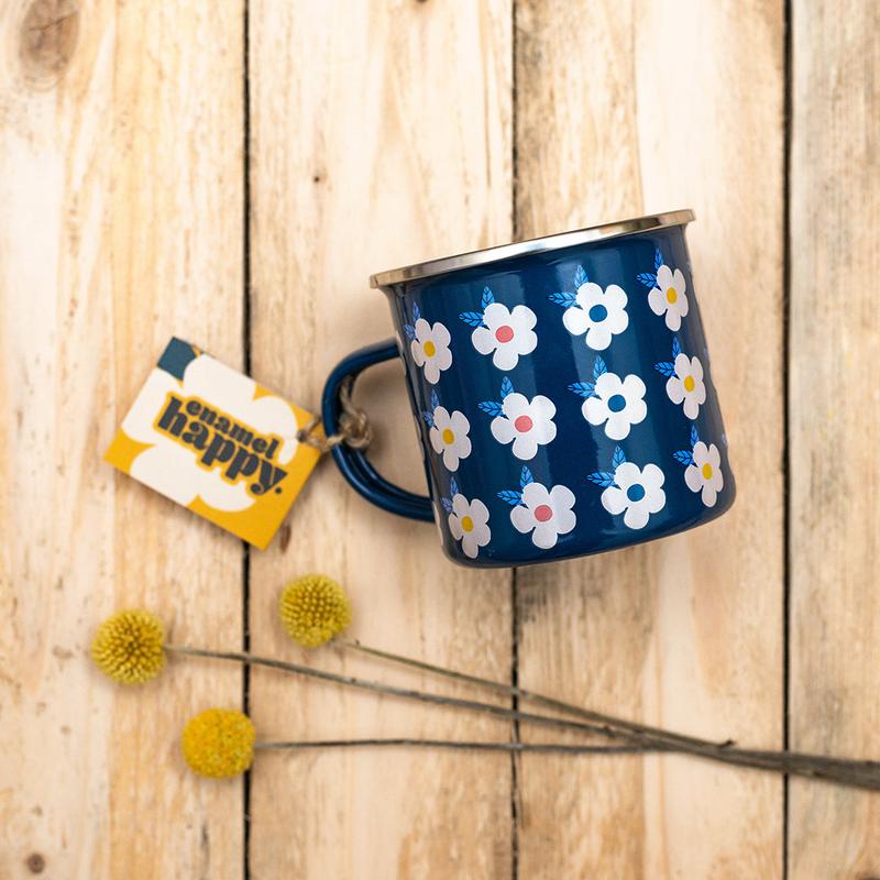 Beautiful Colourful Retro Floral Enamel Mug - Various Colours - Enamelhappy 8